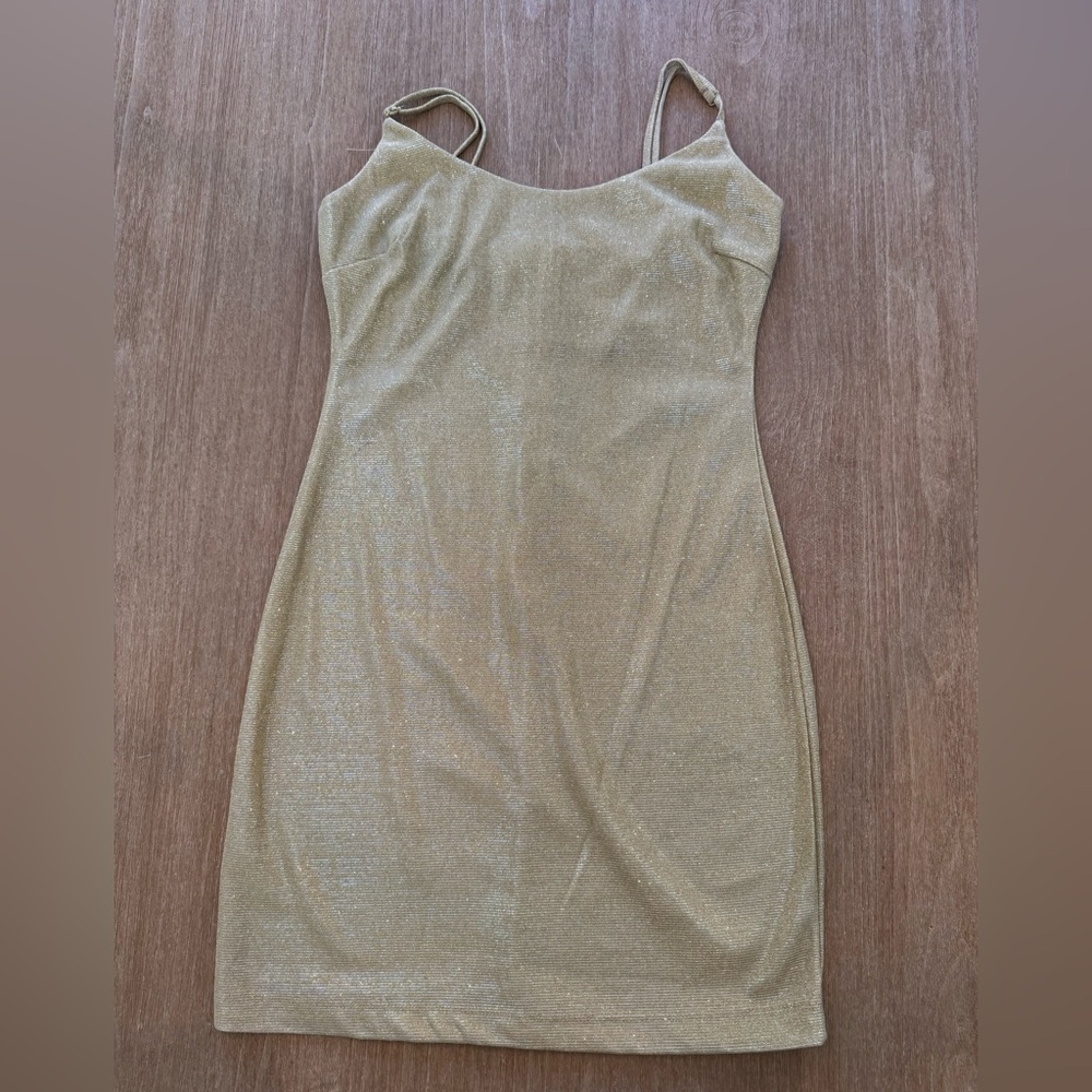 B.DARLIN GOLD SPARKLE MINI DRESS